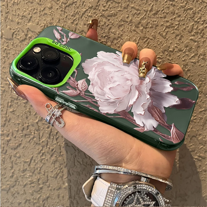 Luxury Golden Lotus Flower Plating Shockproof Clear Phone Case
