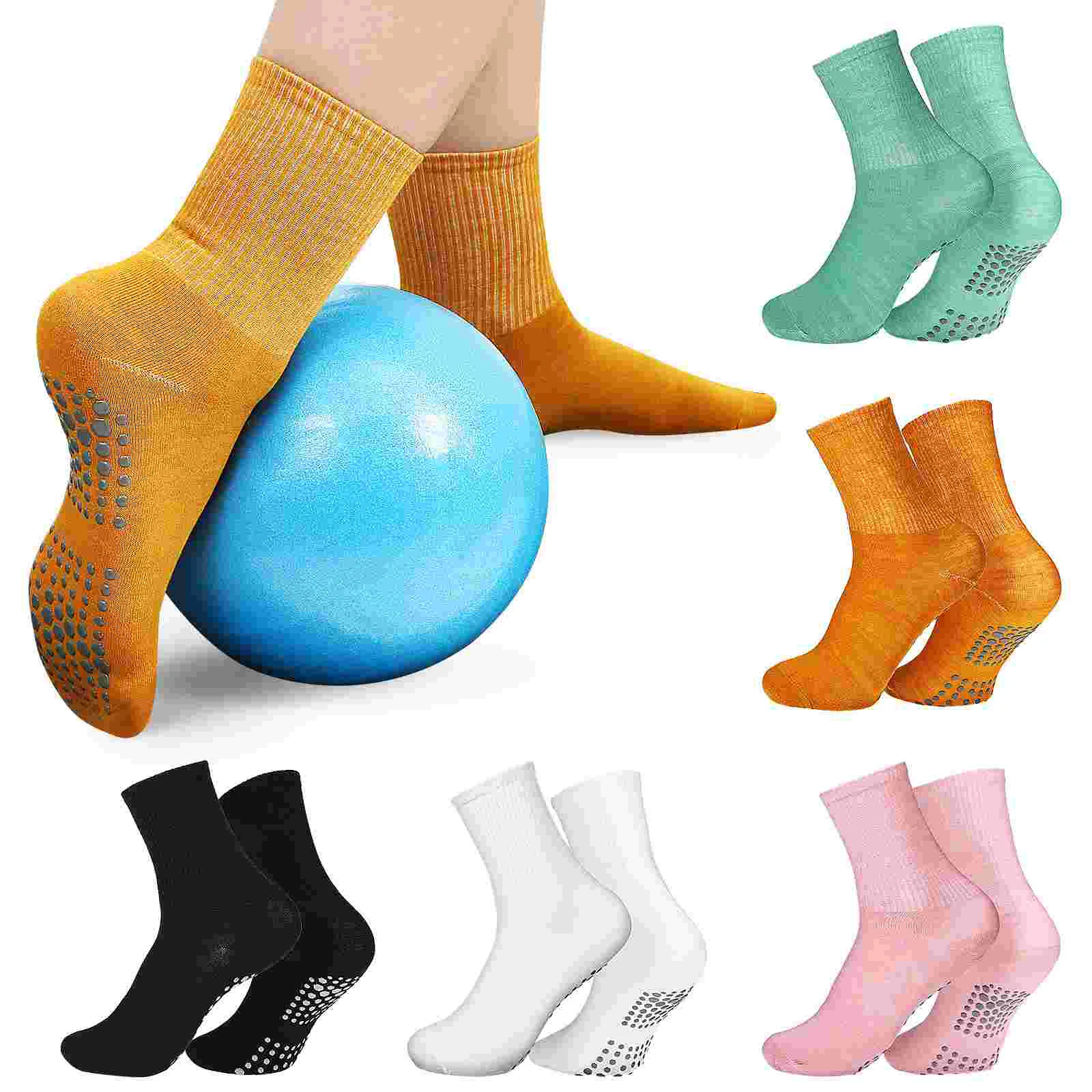 

Anti Slip Yoga Socks Pilates With Grips Sports High Ankle Nonslip Dancing Casual Elastic Womens Athletic