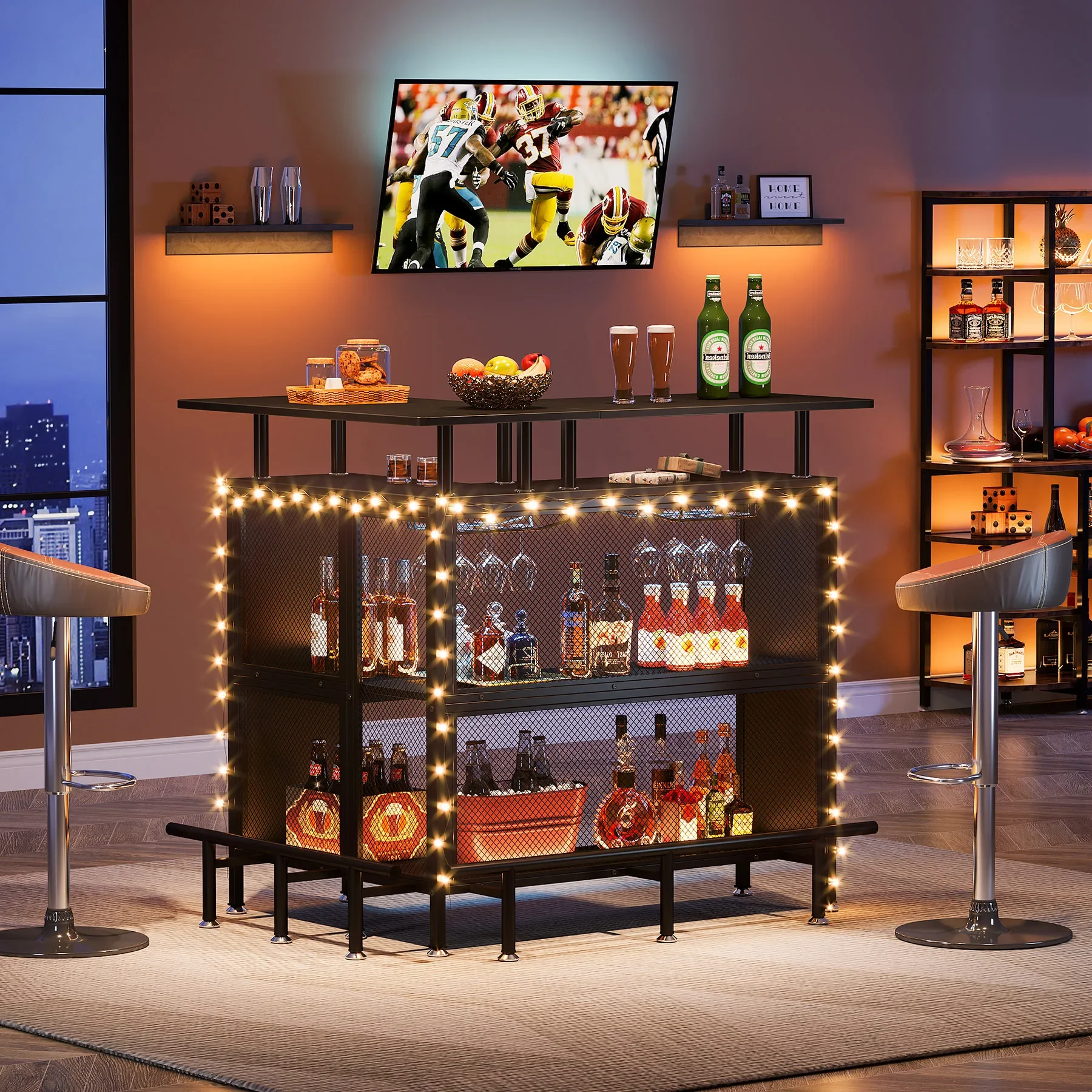 Tribesigns Home Bar Unit Mini Liquor Table Cabinet