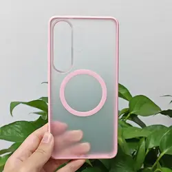 ELVEV Magnetic Crystal Matte Translucent Anti - Fingerprint Phone Case - Galaxy S26 (Pink - with Magnet)