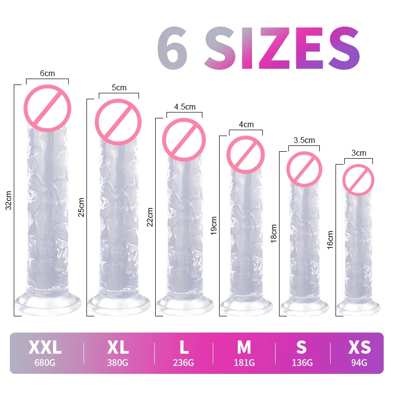 Sex Toys Transparent Soft Jelly Dildo Realistic Fake Dick Penis Sucker Butt Plug Sex Toys For Woman Men Vagina Anal Sex Toys sex toys