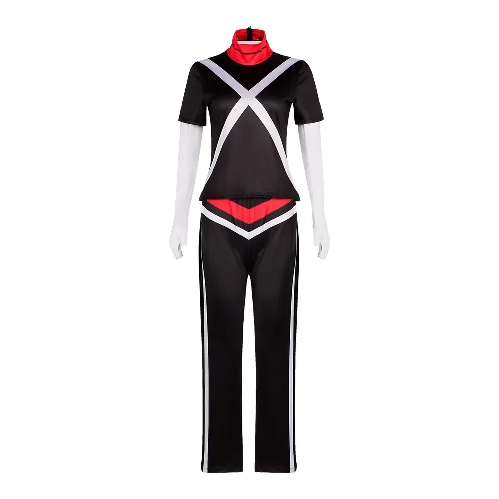 Anime Hazbin Vaggie Cosplay Costume Adult Women Jumpsuit Black Bodysuit Top Pants Halloween Outfit Uniform Performance