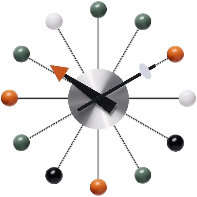 Description Picture 3 of itemModern Wall Clock Silent Non Ticking 13 Inch Pop Color Decorative Ball Clocks for Living Room Kitchen Office Wall Clocks