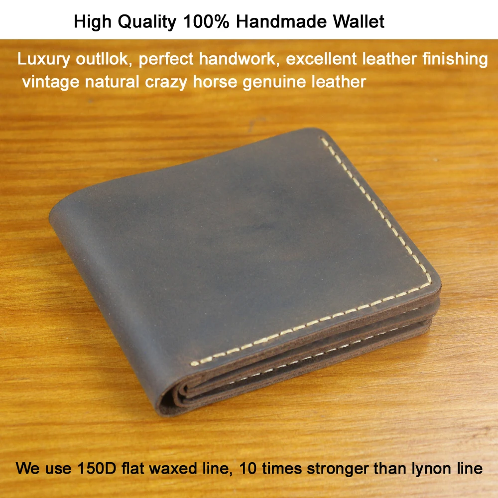 Luxury Handmade 100% Genuine Leather Men Wallet Purse Short Money Clip with Coin Pocket Male Money Bag Multi-Card Wallet Vintage 3