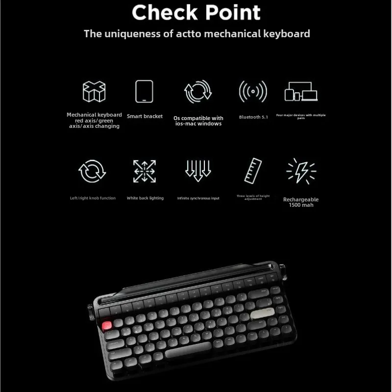 Retro tablet keyboard Bluetooth mechanical keyboard, mobile phone keyboard RGB green axis mechanical