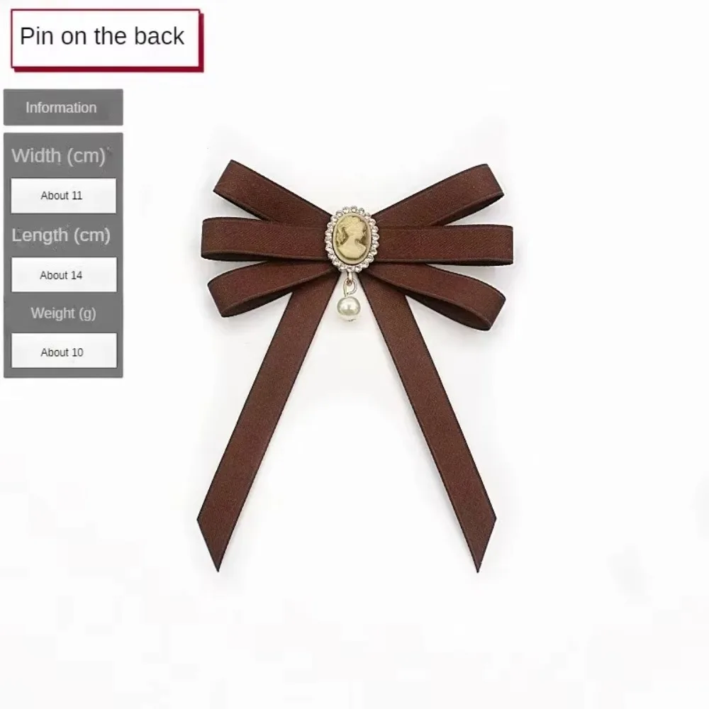 New Stylish Ribbon Bow Tie Brooch Elegant Professional Charming Pins Coffee Color Neck Tie For Girls