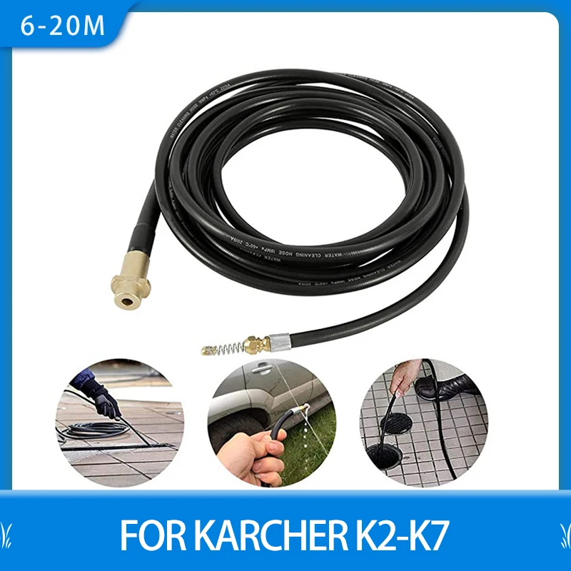 

6~20 Meters High Pressure Washer Sewer Drain Water Cleaning Hose Pipe Cleaner for Karcher K2 K3 K4 K5 K6 K7 2320psi 160bar