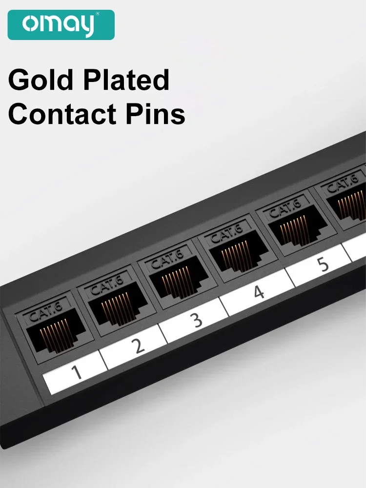 Cabo Adaptador Keystone Jack Modular Frame Cat6 Patch Panel Gabinete Rack Pass-through 19 1u 24 Port Omay-rj45 - Imagem 4