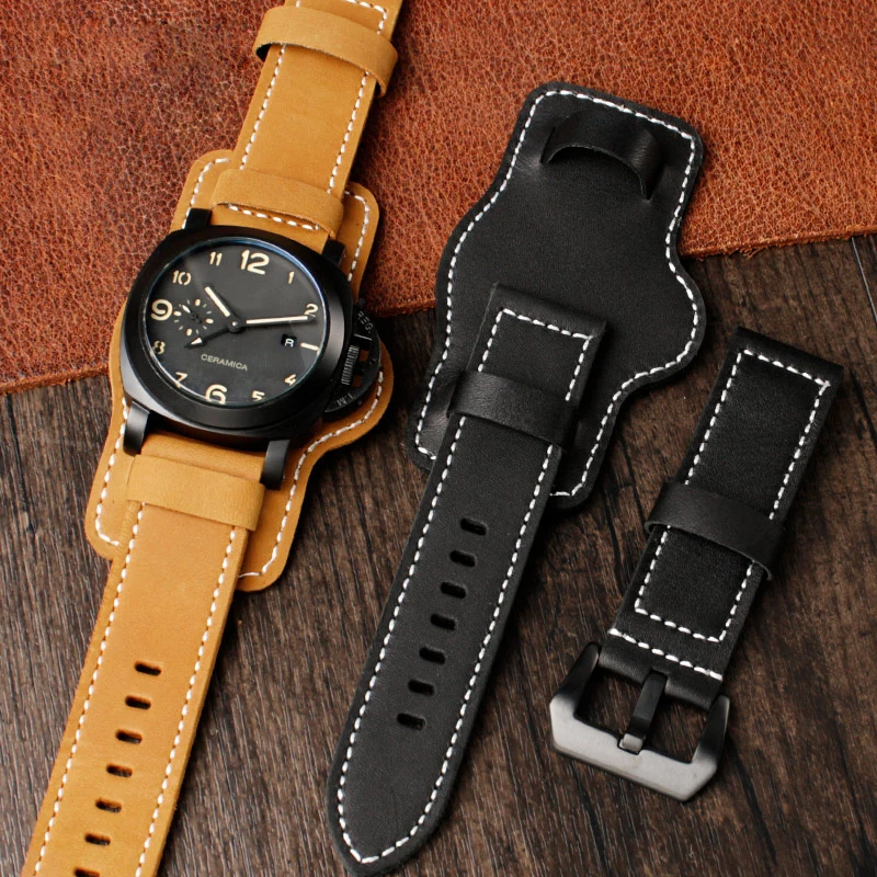 

22mm 24mm 26mm Genuine Cowhide Leather Watch Strap for Panerai PAM111 441 Watchband Men Vintage Wrist Band for Diesel Bracelet