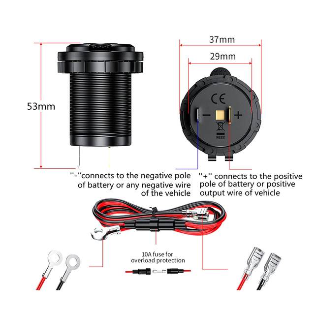 Lighter Sockets Car Cigarette Lighter Sockets with Extension Cable Car