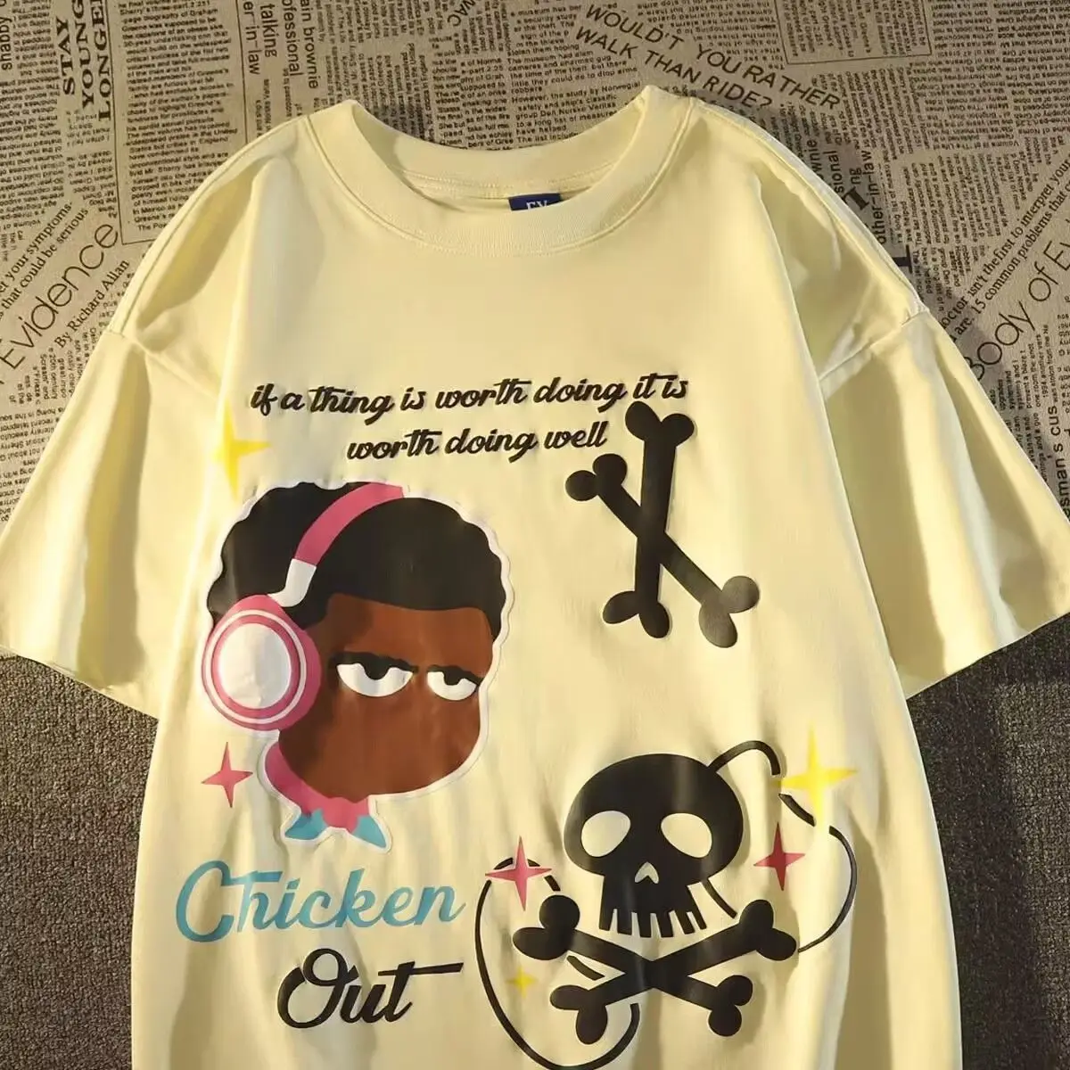

Cotton street cartoon personalized Print Graphic T shirt Fashion y2k American Men and Women Street Harajuku Oversized T shirt