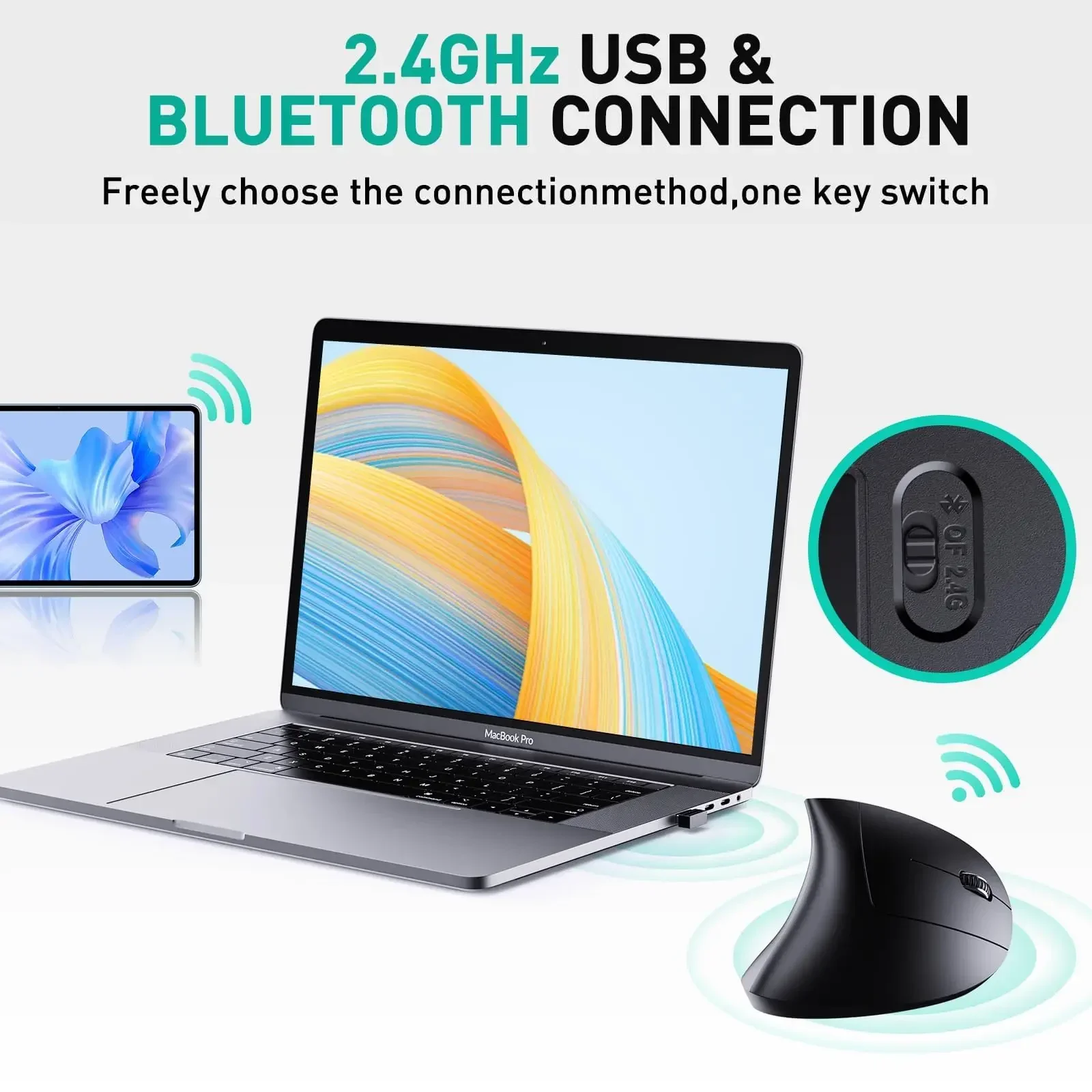 Ergonomic Wireless Rechargeable Gaming Mouse Kit