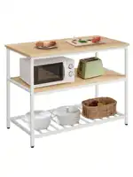 VASAGLE Kitchen Island with 3 Shelves, 47.2 Inches Width Kitchen Shelf with Large Worktop, Stable Steel Structure, Industrial 1