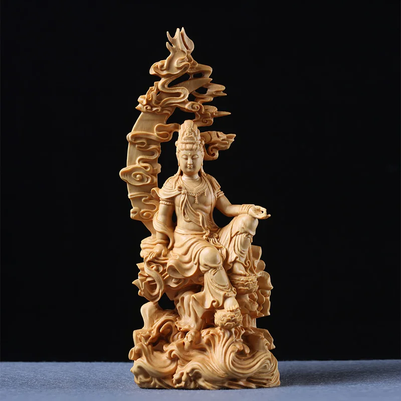 

18cm Wooden Pray Guanyin Buddha Figure,chinese Style Buddha Figure Buddha Statue Eastern Folk Wood Buda Carving Home Decor