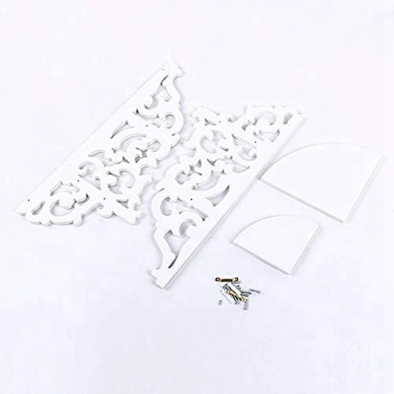 1 PCS 2 Tier Wall Mounted Carved Home Bathroom Corner Shower Storage Shelf Corner Shelf White Corner Display Rack For Decoration 4