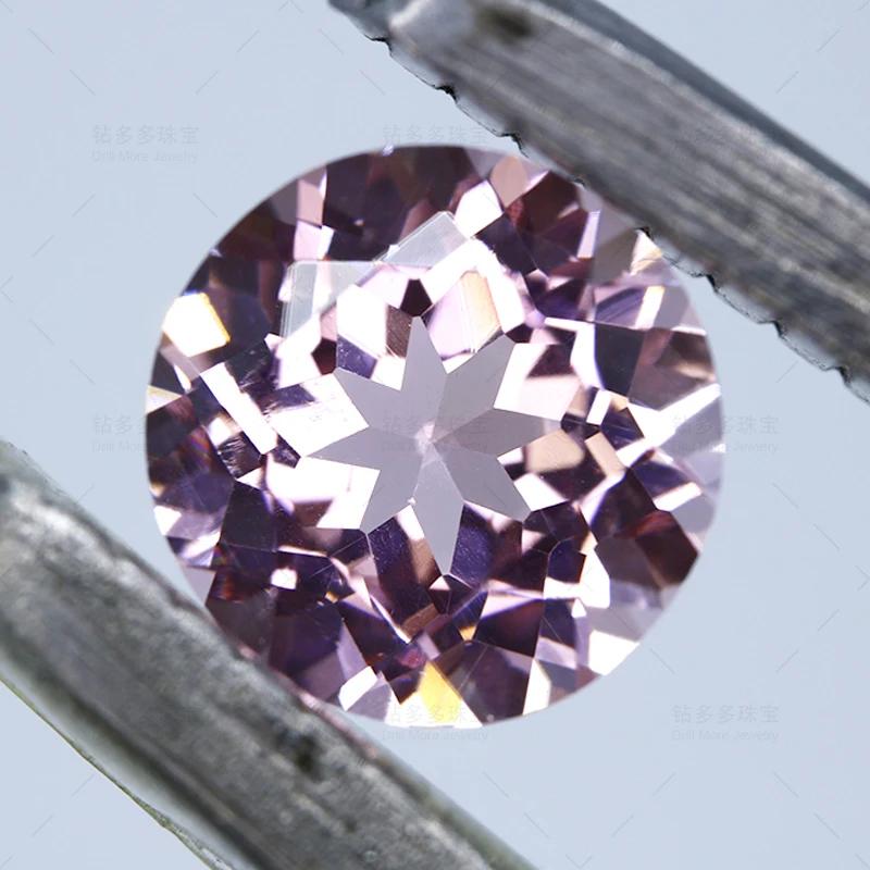 Artificially cultivated round pink sapphire synthetic pink sapphire loose stone ring necklace earrings women's jewelry custom