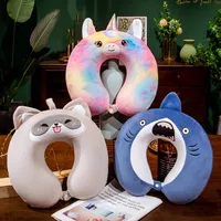 Cartoon Animal U-shaped Pillow Unicorn Shark Memory Cotton Neck Pillow Car Headrest Travel Slow Rebound Nap Pillow Cushion 1
