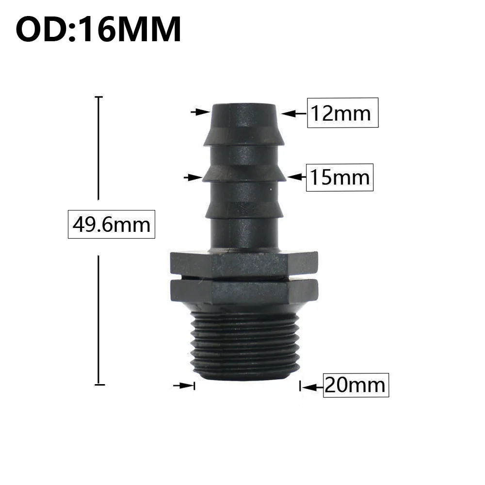 8/16/20/25/32mm Garden PE Tube Connector 1/2 3/4 1" Thread Hose Elbow Barb Coupler Fitting Farm Irrigation PE Pipe Joint 2