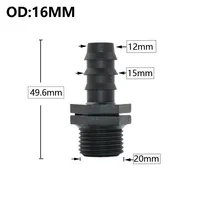 8/16/20/25/32mm Garden PE Tube Connector 1/2 3/4 1" Thread Hose Elbow Barb Coupler Fitting Farm Irrigation PE Pipe Joint 2
