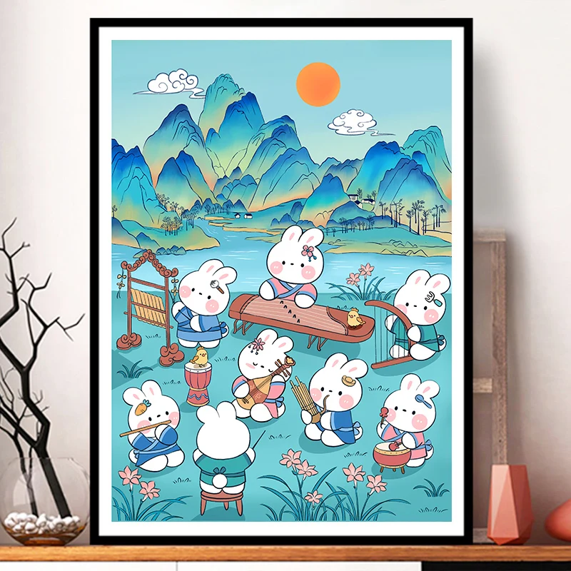 11CT Cotton Thread DIY Cartoon Cross Stitch Kits Embroidery Needlework Sets Rabbit Printed Canvas Cross Stitch Set Home Decor cross stitch kit