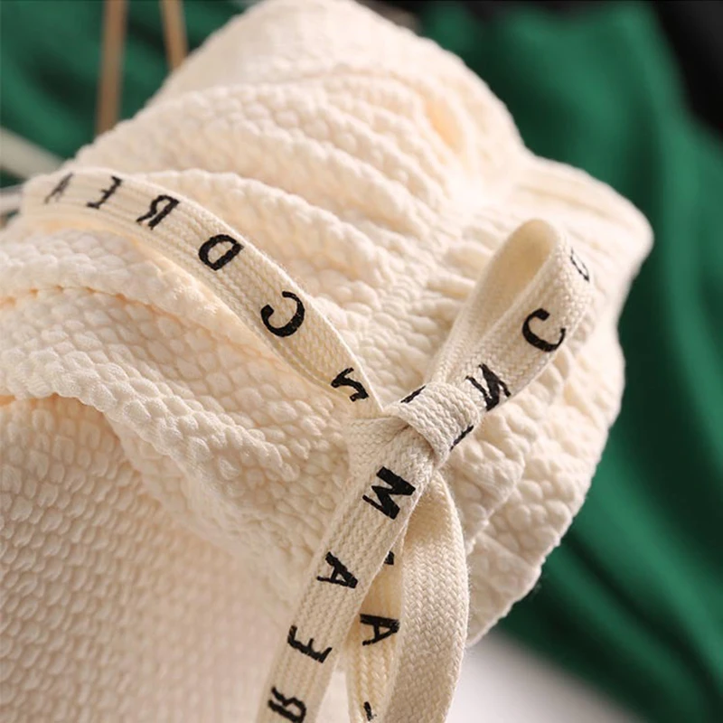 Drawstring Letter Sweet Casual Pants Women Straight Wide Leg Long Pants Pink Elastic Waist Korean Style New In Clothes Trousers