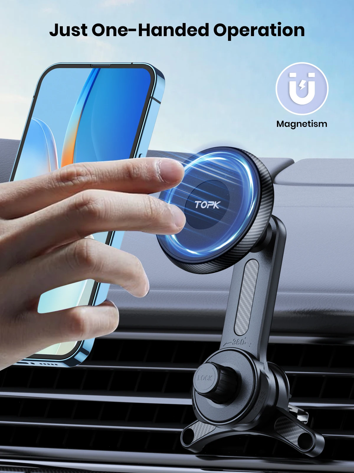 Fits MagSafe Car Phone Holder, Strong Magnetic Phone Holder for iPhone 15, Vent