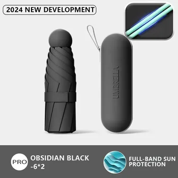 Ombrello a capsula Parasole piccolo e portatile in tinta unita per donna e protezione antipioggia a doppio uso 1