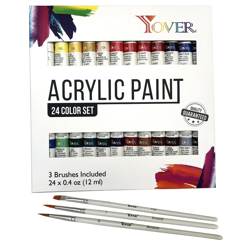 Art Acrylic Paint Set, 12/18/24/36 Colors Professional Pigments For  Artist&Beginner On Metal Plastic Ceramic Leather Wood Glass - AliExpress