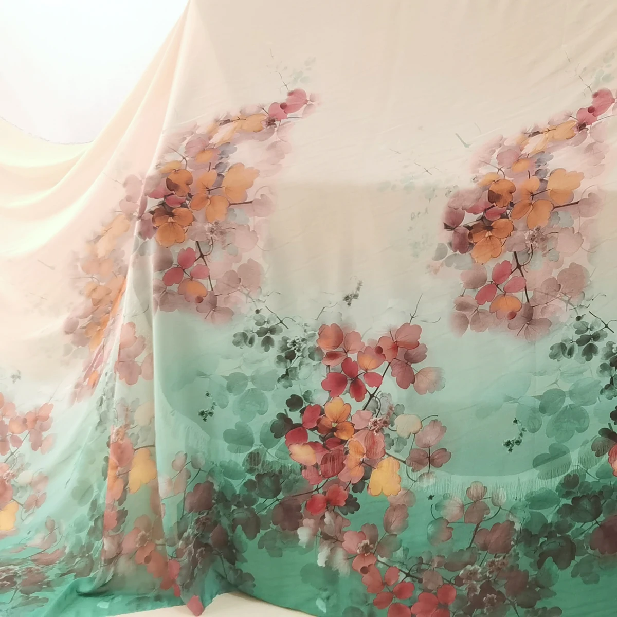 1 Meter x 1,48 Meter Blumenmuster Chiffon-Gaze Tanzkleiderstoff Chiffon 50D