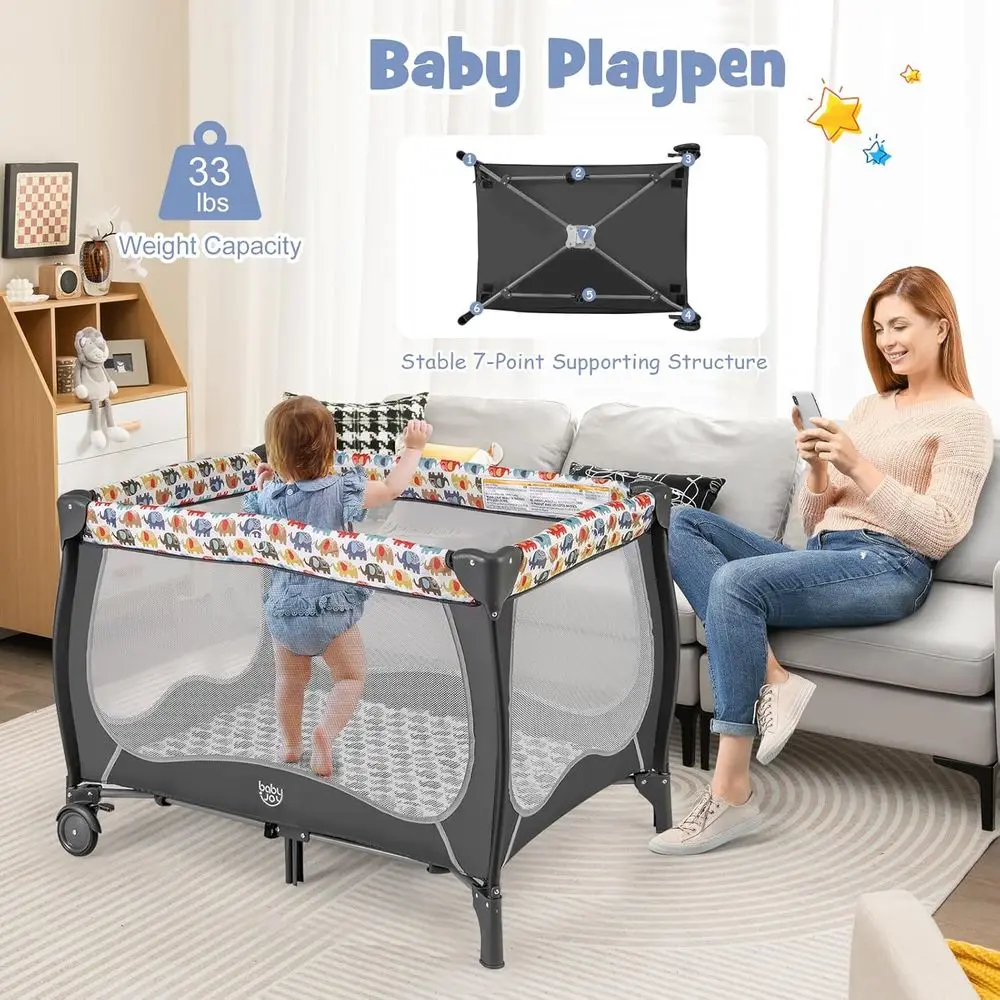 Portable Baby Play yard with Bassinet 4