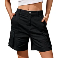 Women Vintage Elastic Low Waist Cargo Shorts Summer Casual Solid short overalls pants with Pockets for Sports - Image 5