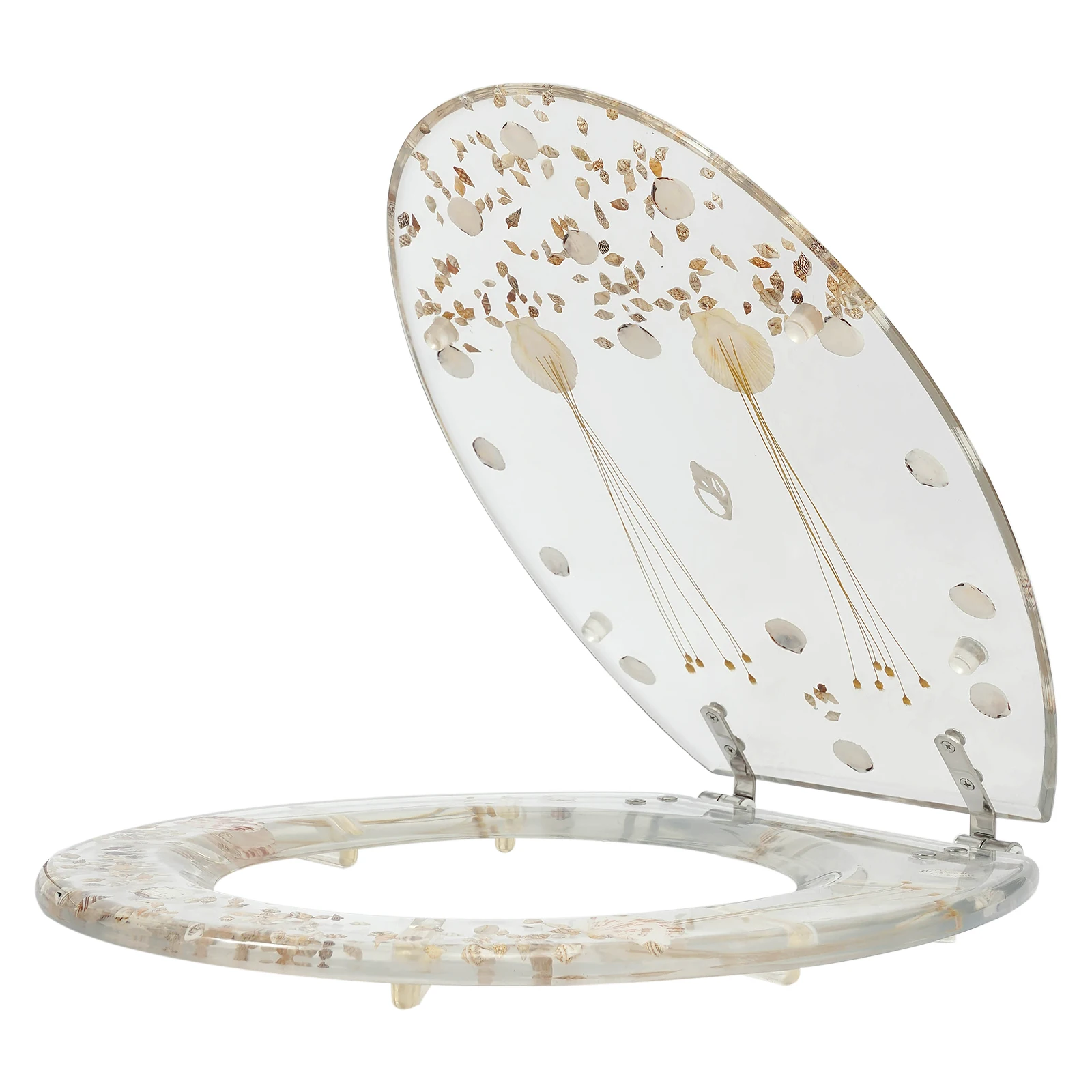 Toilet Seat Transparent Dried Flower Designs Silent Resin Commode Seat