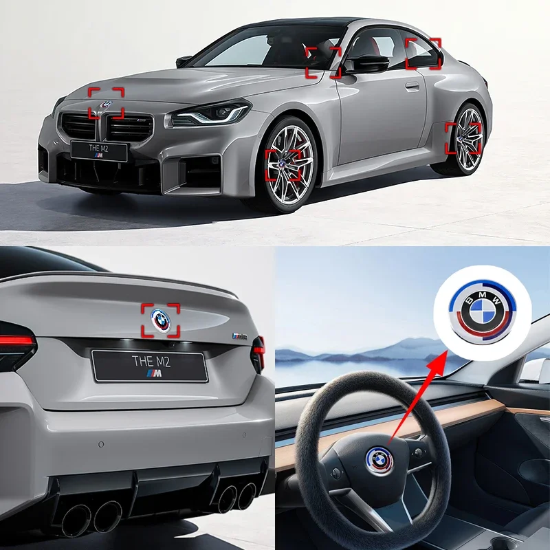 74mm 82mm 자동차 전면 후면 트렁크 배지 스티어링 휠 스티커 56mm 68mm 허브 센터 캡 BMW 50주년 기념 액세서리