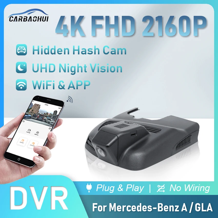 

4K Car DVR Plug and Play Dash Cam Camera UHD Night Vision Driving Video Recorder For Mercedes-Benz A Class A45 GLA GLA220 GLA260