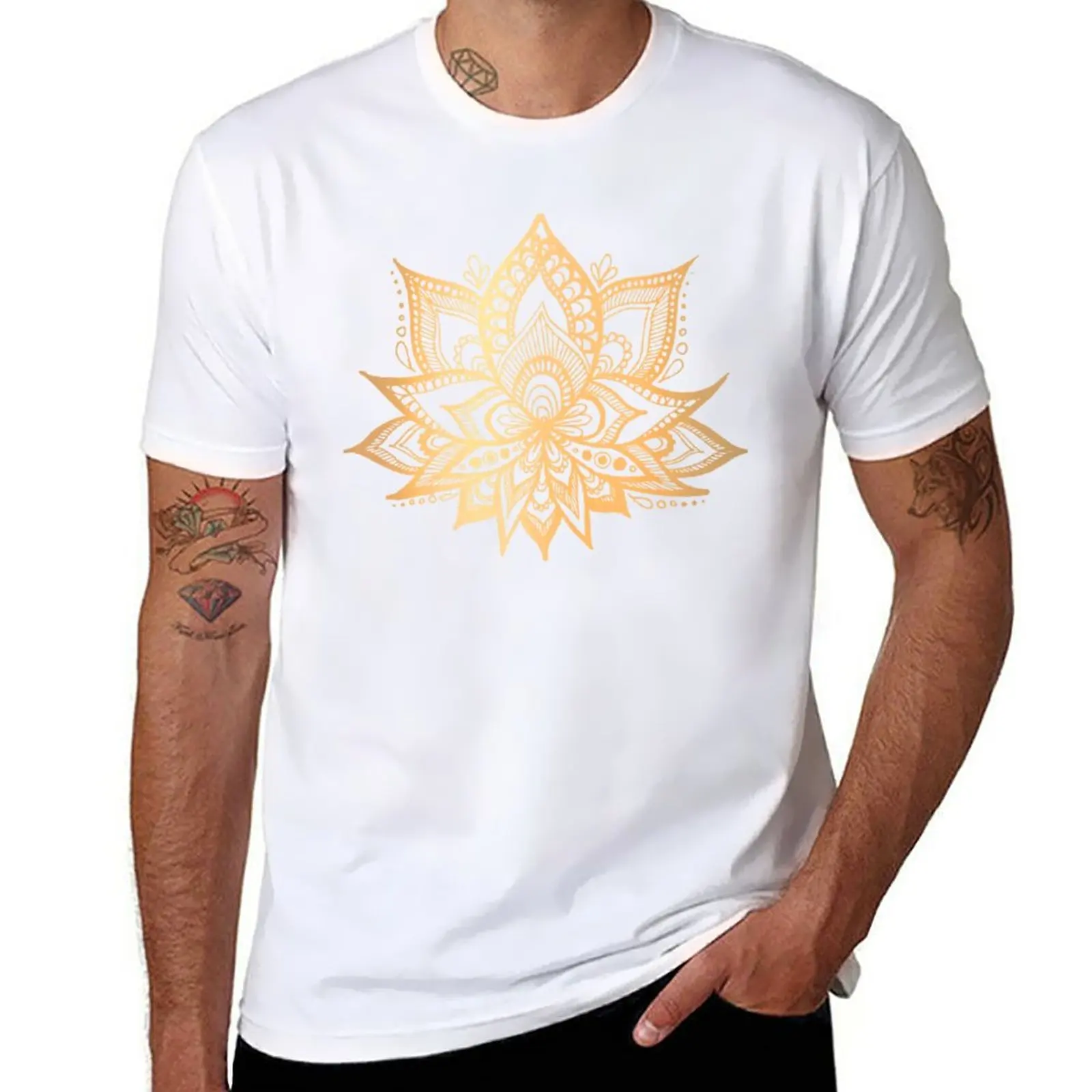 

New Gold Lotus Flower T-Shirt tops quick drying shirt boys t shirts aesthetic clothes mens plain t shirts