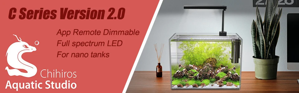 2022 Chihiros C2 Full Spectrum C2 RGB Aquarium LED Light with Bluetooth Controller Built-in Suite for Mini Nano Aquatic Tanks
