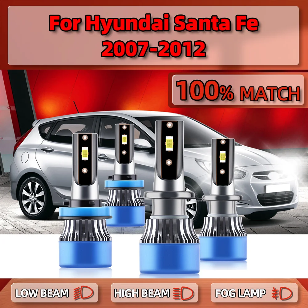 

Car Headlight Bulbs H7 H11 LED Lights 40000LM Turbo Auto Lamps 12V 6000K For Hyundai Santa Fe 2007 2008 2009 2010 2011 2012