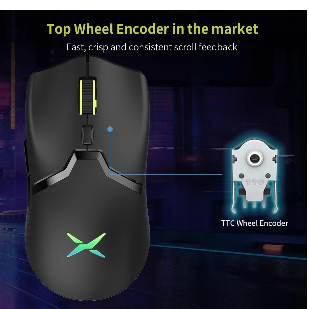 Delux M800 Pro Paw3370 Óptico Bluetooth sem Fio Gaming Mouse 19000 Dpi Programável Recarregável Ergonômico com Fio Ratos para pc - Imagem 3