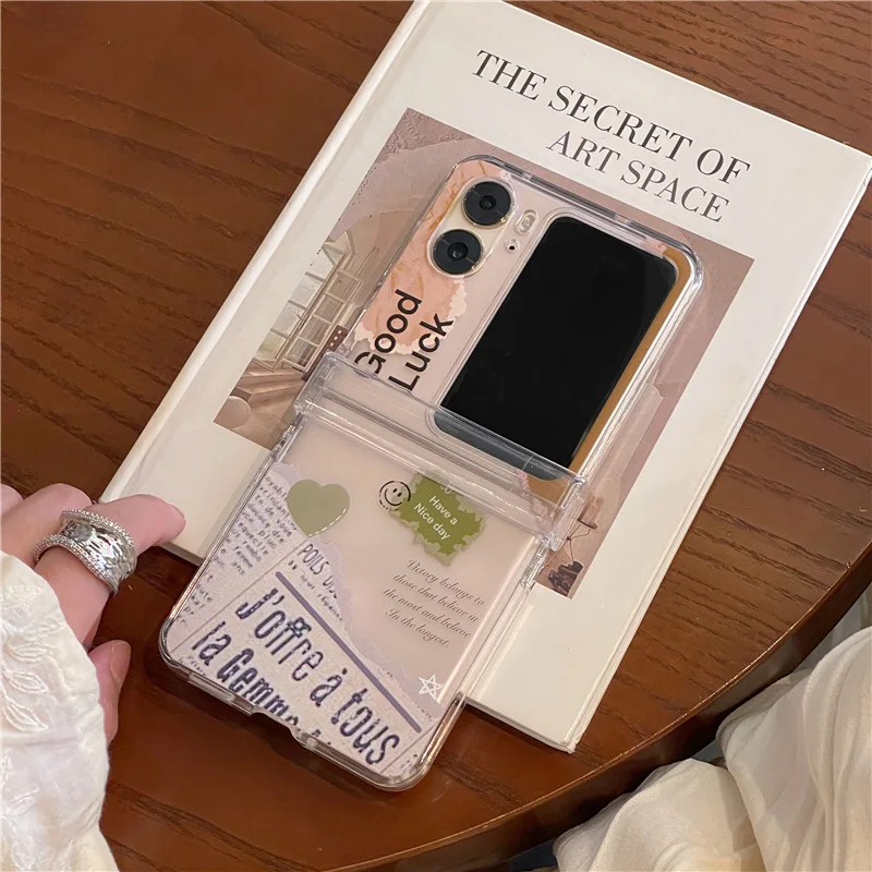 

Ins Newspaper Personalized Oppo Find n3 Flip Hard Case Folding Phone Case Suitable for Oppo findn2 Flip