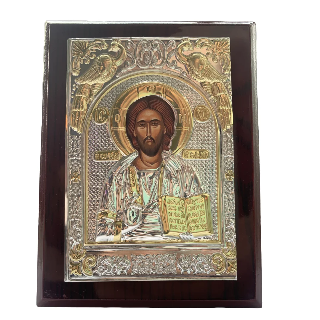 Orthodox Wooden Jesus & Mary Icon 1