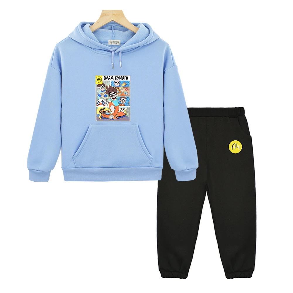 children's clothing sets boy мерч а4 New A4 Lamba Children's Hoodies Suit for Girl Outfits Влад Бумага A4 Baby Boy Sets Kids Sweatshirts with Hood Tops Pants boy kid suit Clothing Sets