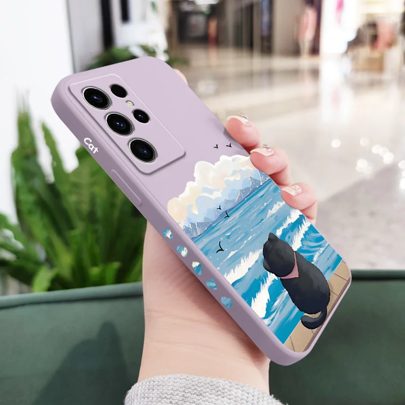 Charming Seaside Cat Phone Case - Whimsical Coastal Design Cover