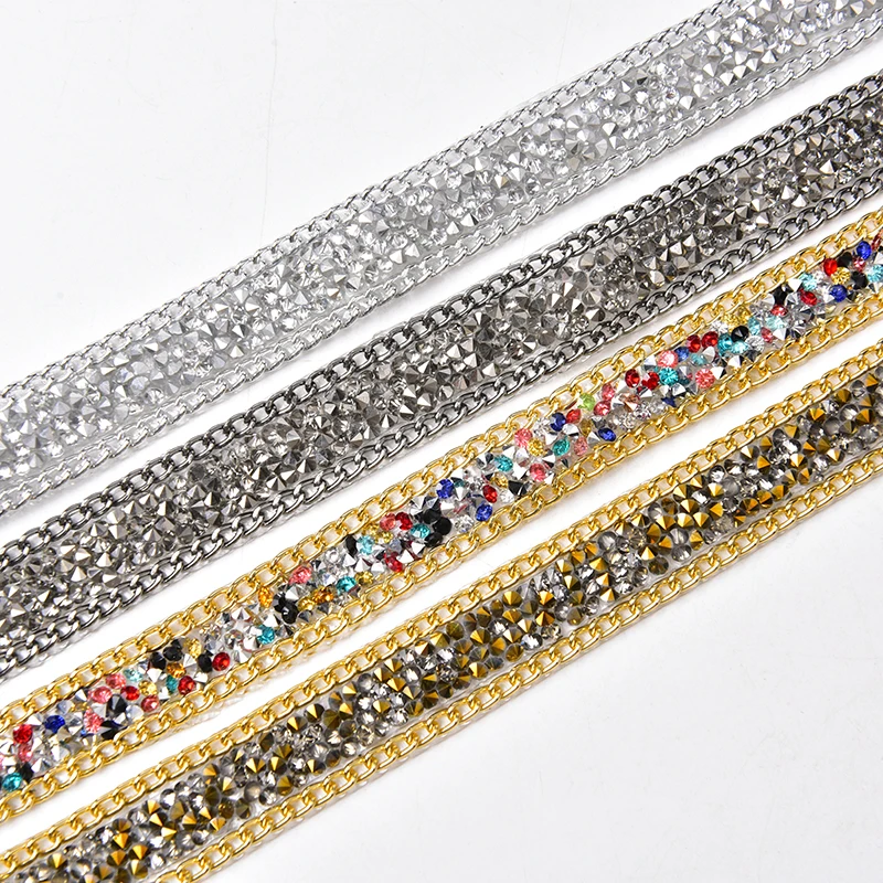 4 Colors Self-adhesive Rhinestones Trim Glitter Crystal Tape Strass Ribbon  Chain For DIY Crafts Bags Shoea Clothing Decorations - AliExpress