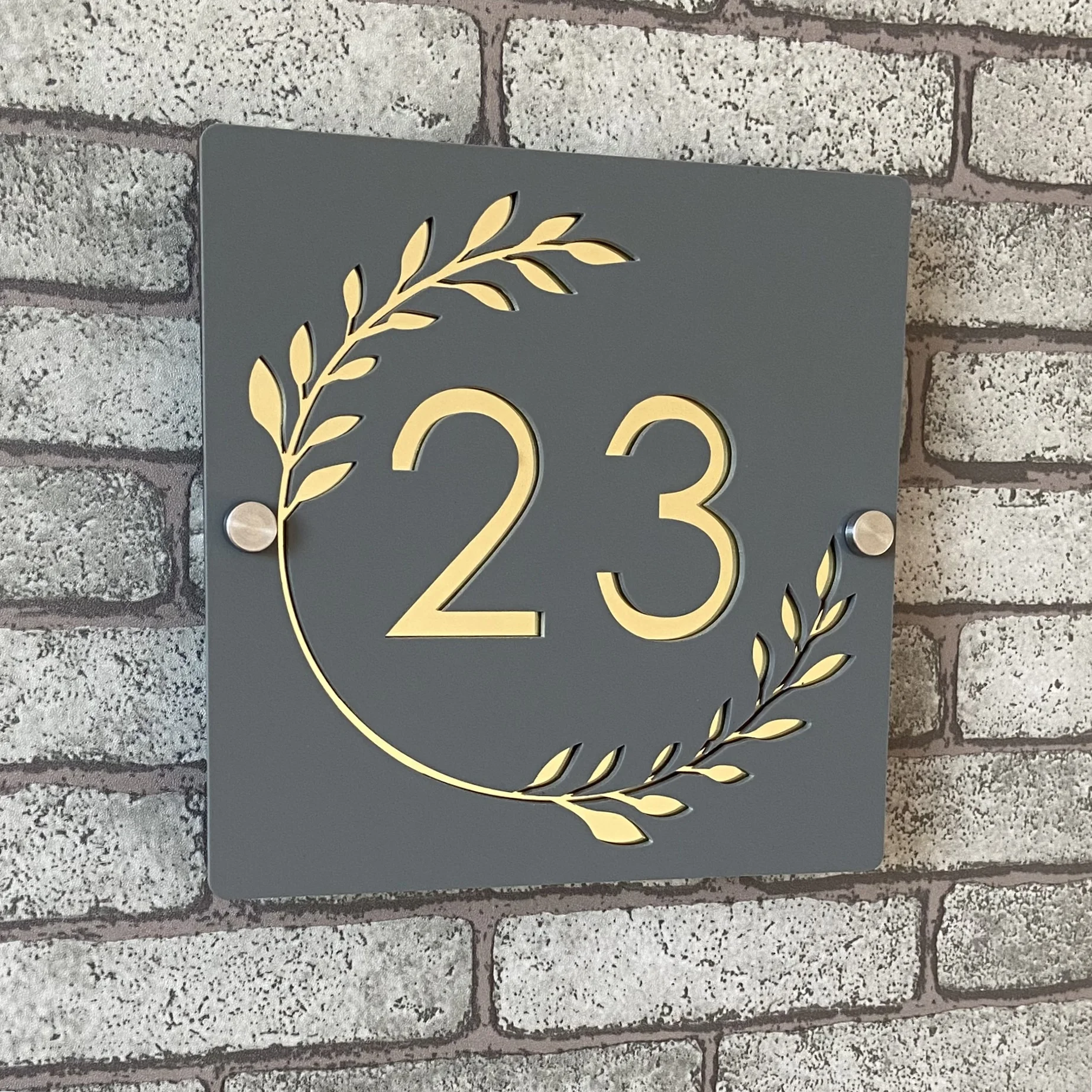 Personalized 3D Hollow Acrylic Outdoor House Number Plate Customizable Address Sign Home Wall Room Gray Silver Plaque Name house number signs house numbers number plate house wall plaques
