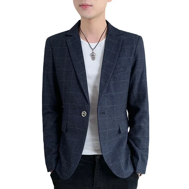 

High Quality Blazer Men Plaid British Style Premium Simple Business Casual Elegant Fashion Interview Work Gentleman Suit Jacket