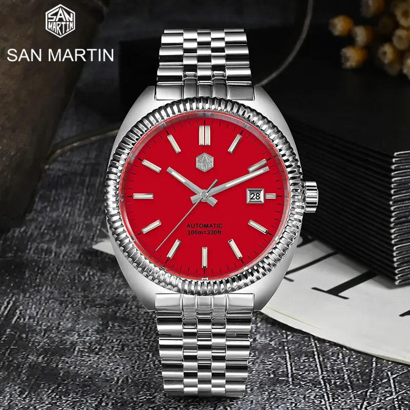 

San Martin Luxury Casual Sport Style Men Automatic Mechanical Watch YN55 Sapphire Date Enamel Dial 100M Waterproof BGW9 Luminous