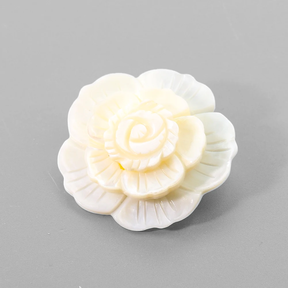 

2in1 Multifunction 3D 3--layers Petal Peony Flower Real White Mother of Pearl Shell Brooch Charms Necklace Pendant Woman Jewelry