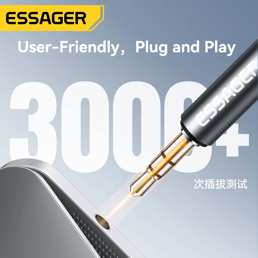 Essager 3.5mm Male to Male Jack Audio Adapter For Mobile Phone Headphone Car MP3 Speaker Laptops Tablets Stereo Jack Connector