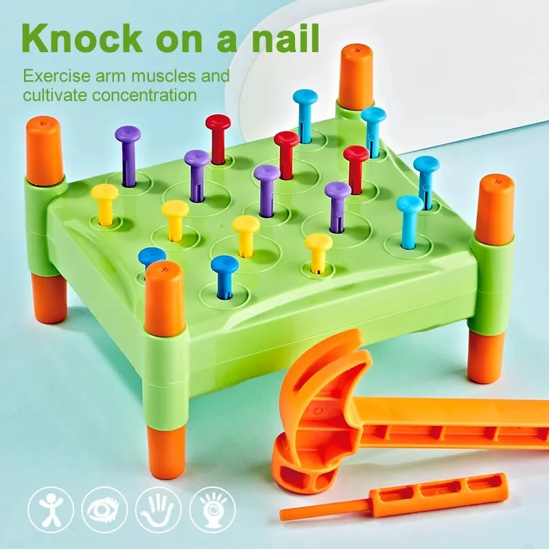 Educational Toys Nail Hammer Pile Driving Platform Montessori Teaching Aids Early Education Children Concentration Training Toy