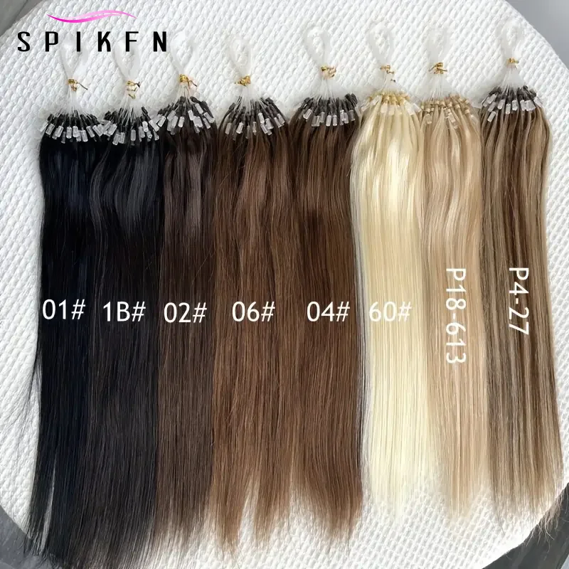 Micro Loop Hair Extensions Real Natural Straight Micro Ring Link Hair 12"-20" Loop Ring Human Extension Black Brown Blonde